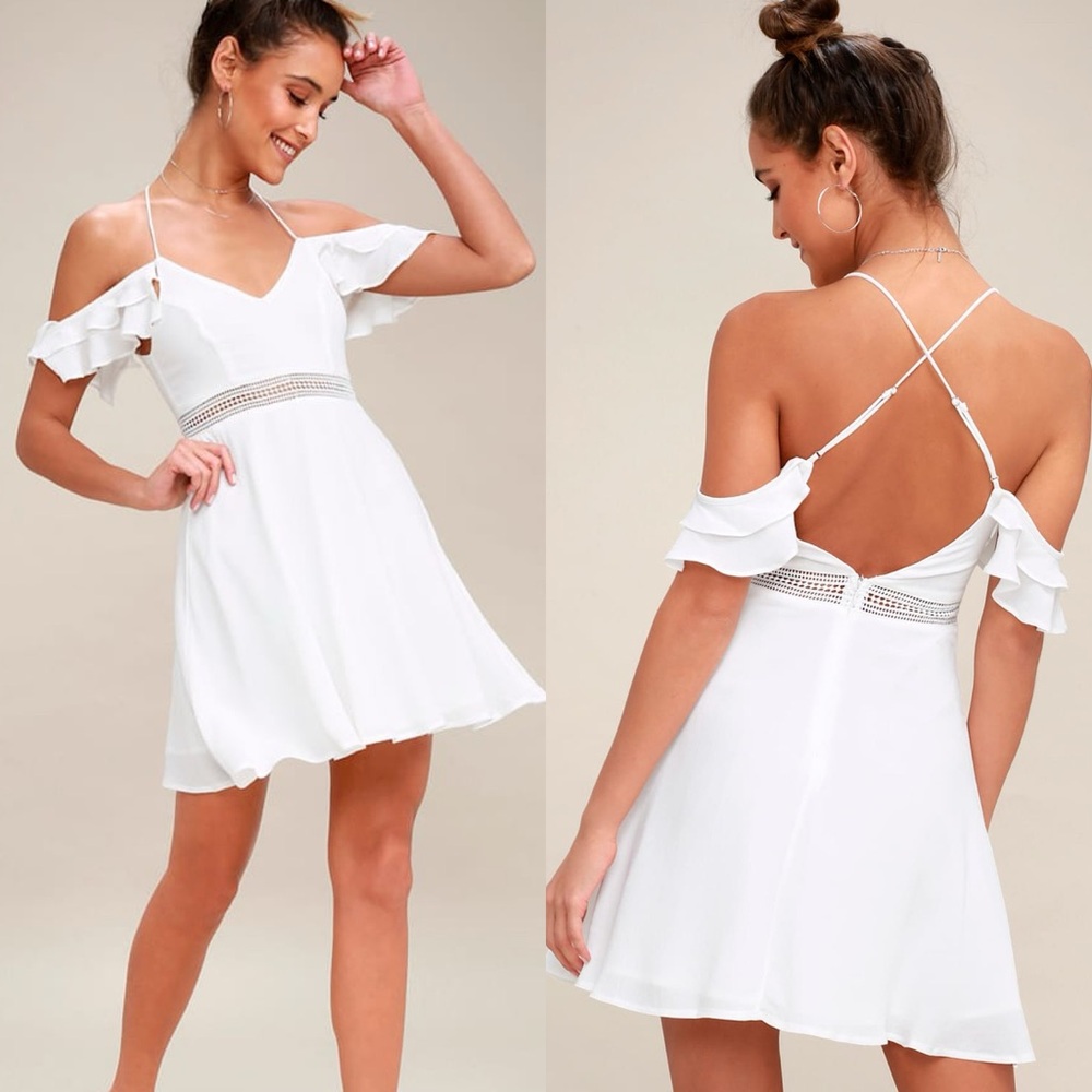 Lulus | Sweet As Can Be White Lace Skater Dress